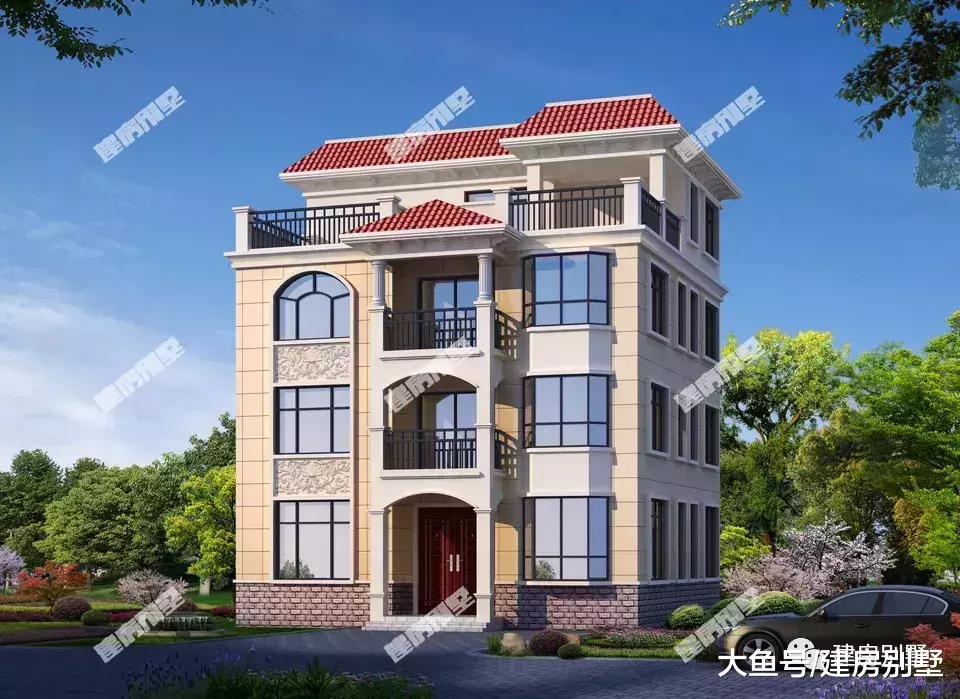 開間11米多的四層自建房，第一棟平屋頂，第二棟帶地下室