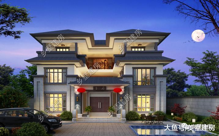 回农村自建一栋别墅，外观典雅端庄，成为村中焦点!