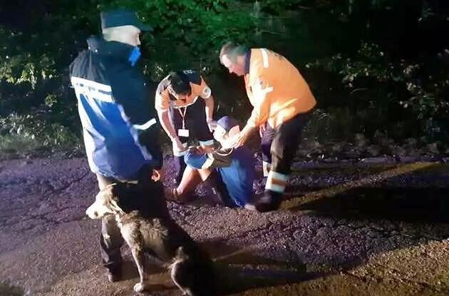 小哥騎行途中受傷被困野外，夜幕降臨時，流浪狗的出現救了他一命