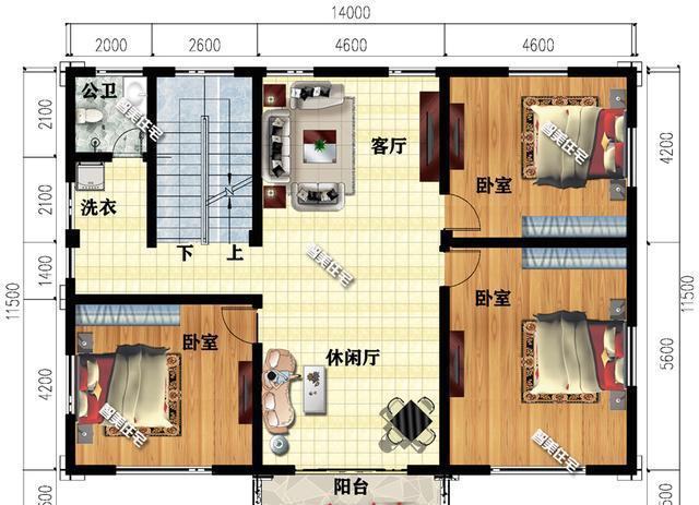 14×11.5米三层别墅，门头建的霸气，一层堂屋更是超大空间