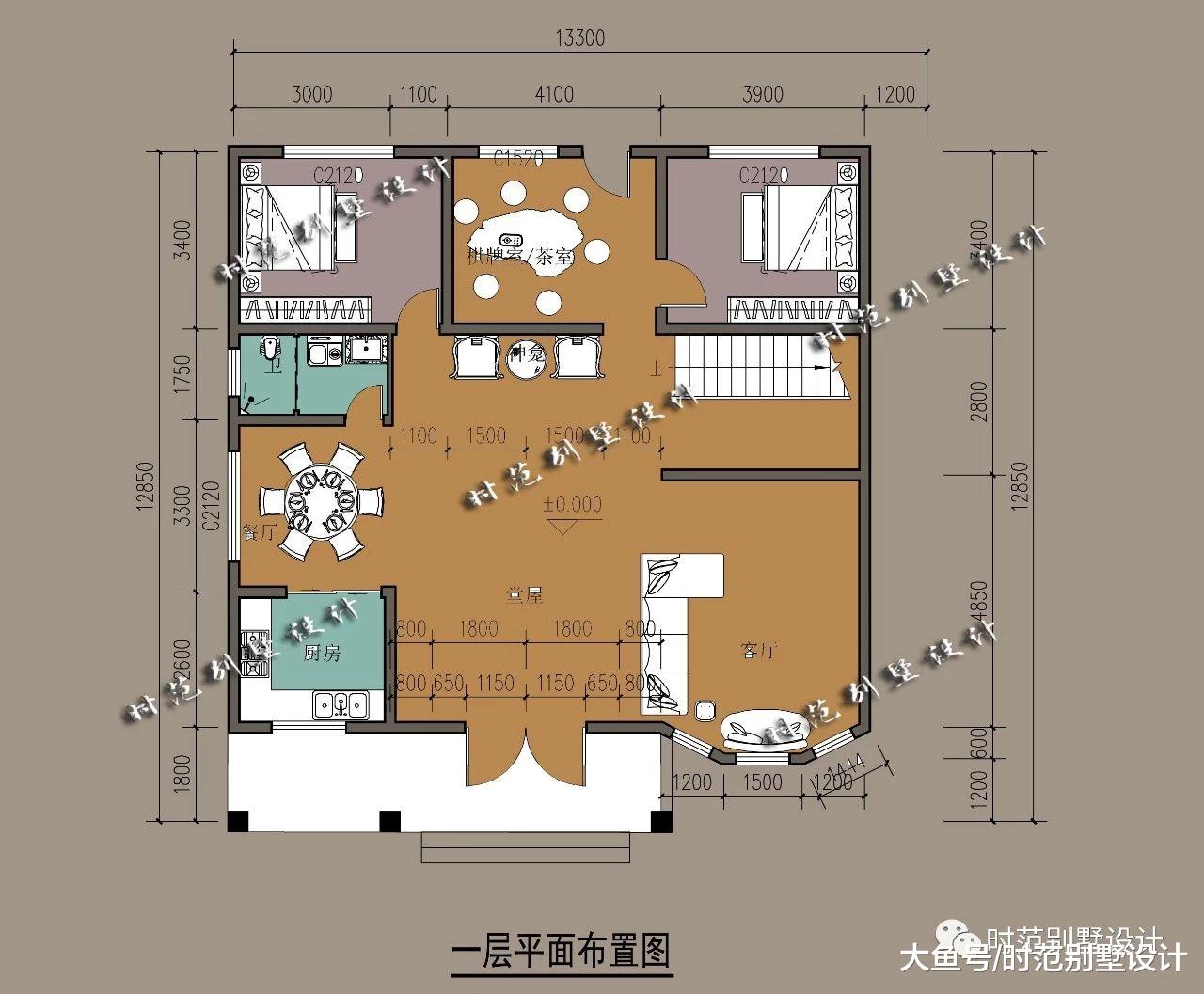 11x13米小户型二层欧式复式别墅，带堂屋7室2厅，实景对比