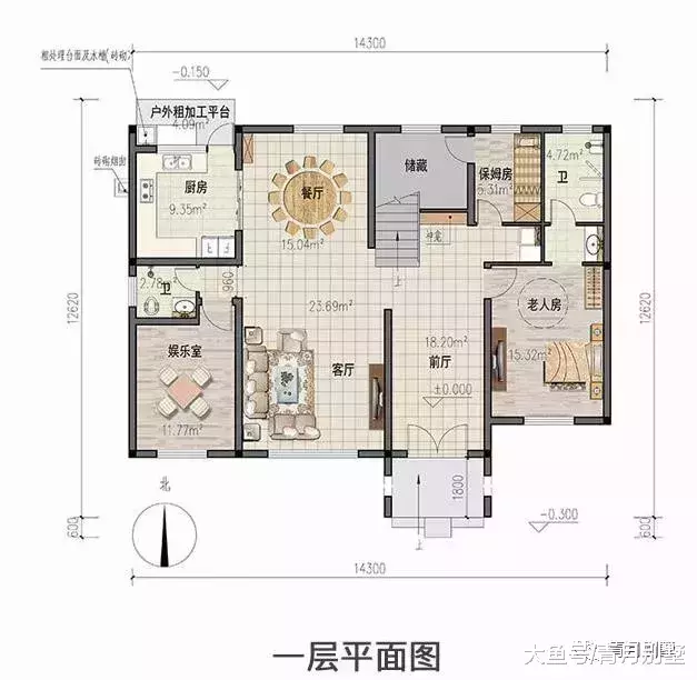 14.3米×12.6米中式二层小楼，宁静自然，时尚雅居