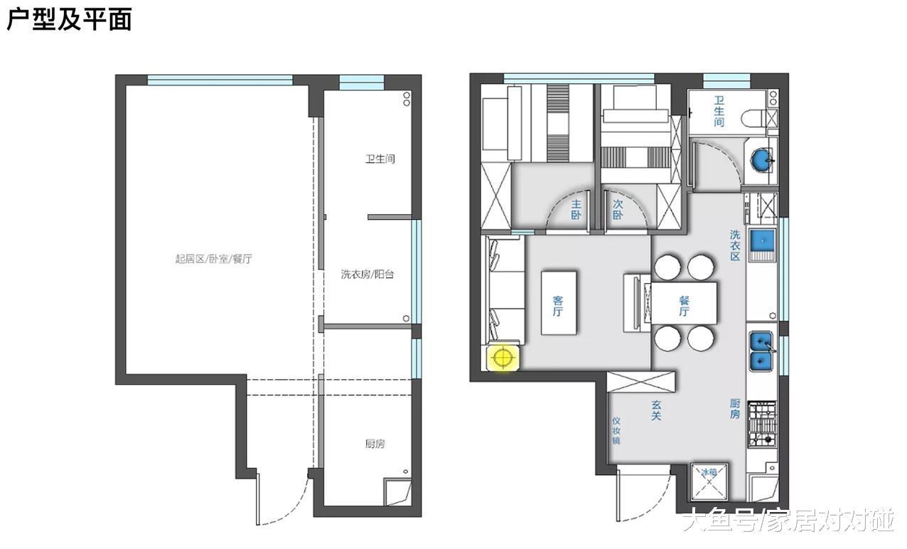 45㎡小宅，還有獨立玄關，裝成兩室一廳不擁擠！全屋處處是亮點！