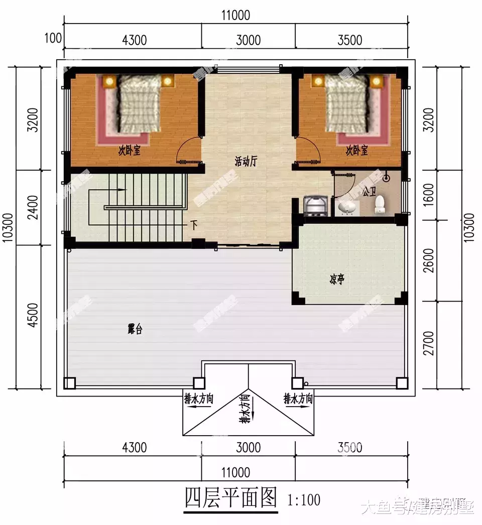 開間11米多的四層自建房，第一棟平屋頂，第二棟帶地下室