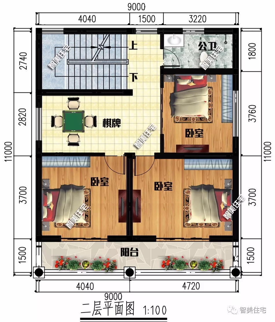 9×11米二层别墅，主体16万带堂屋，厨房餐厅单独建