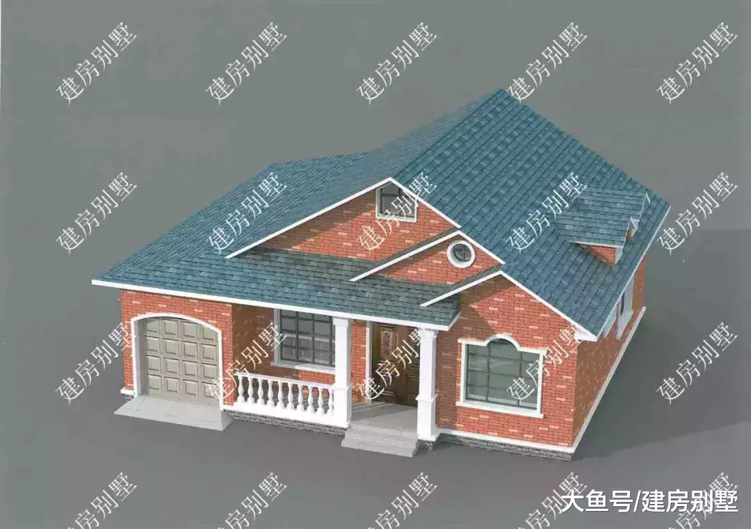 帶閣樓設計的一層農村別墅，造價15萬，三室兩廳帶車庫