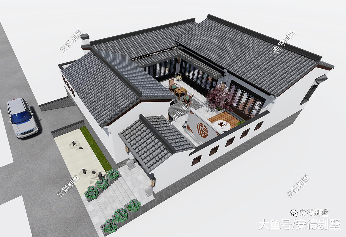 两款新中式四合院别墅设计，小面积，更实惠。