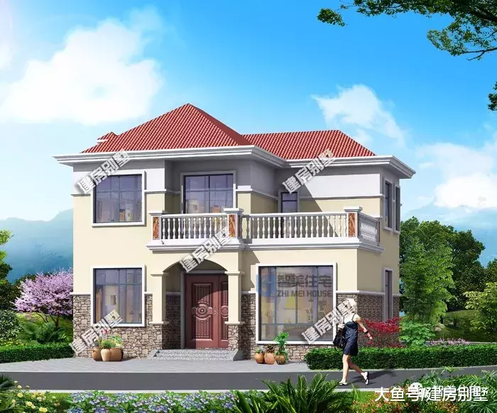 小尺寸设计的两层自建房，主体造价低，适合给爸妈养老用