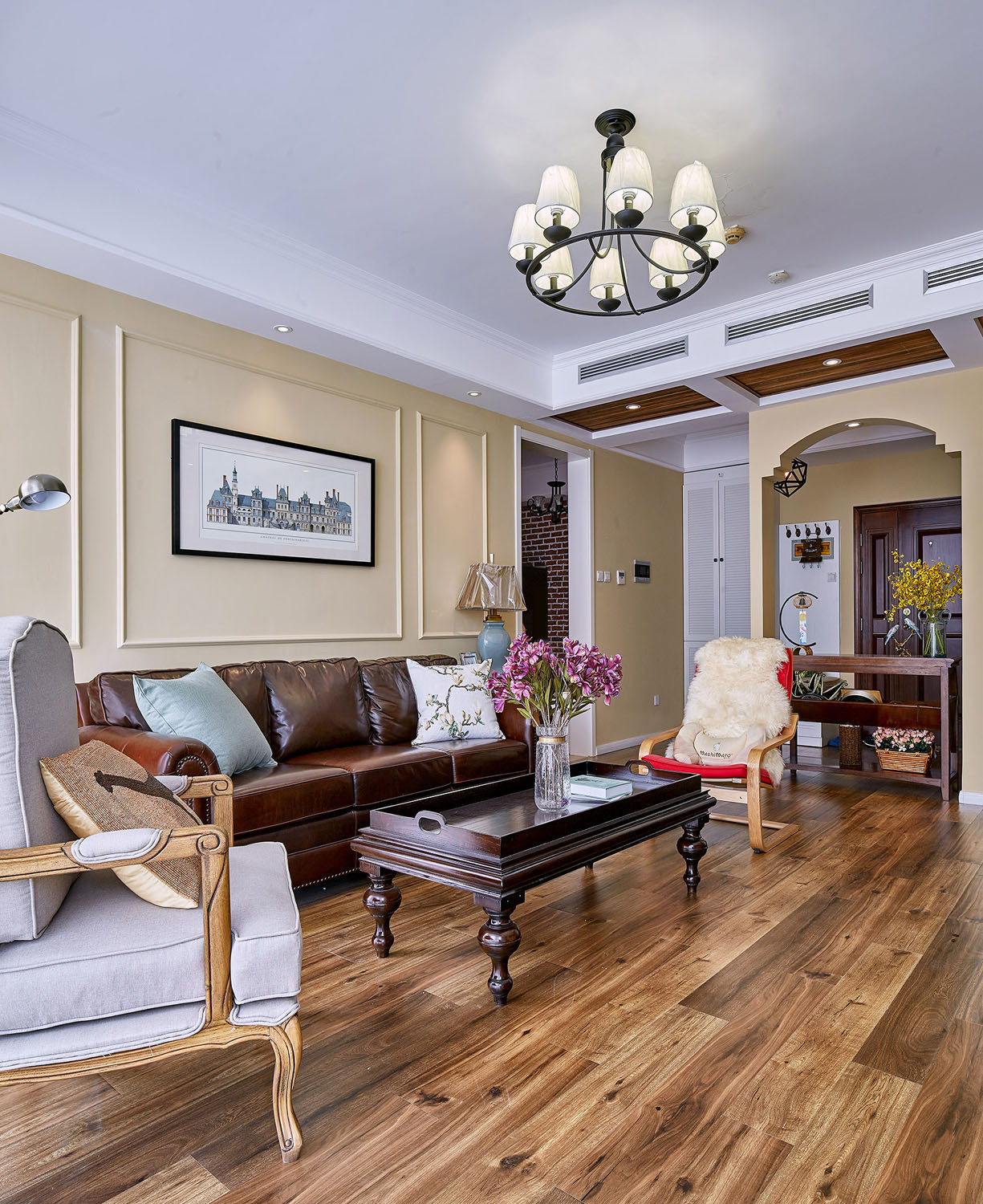 133平三居室美式乡村风装修，红砖的运用恰到好处！