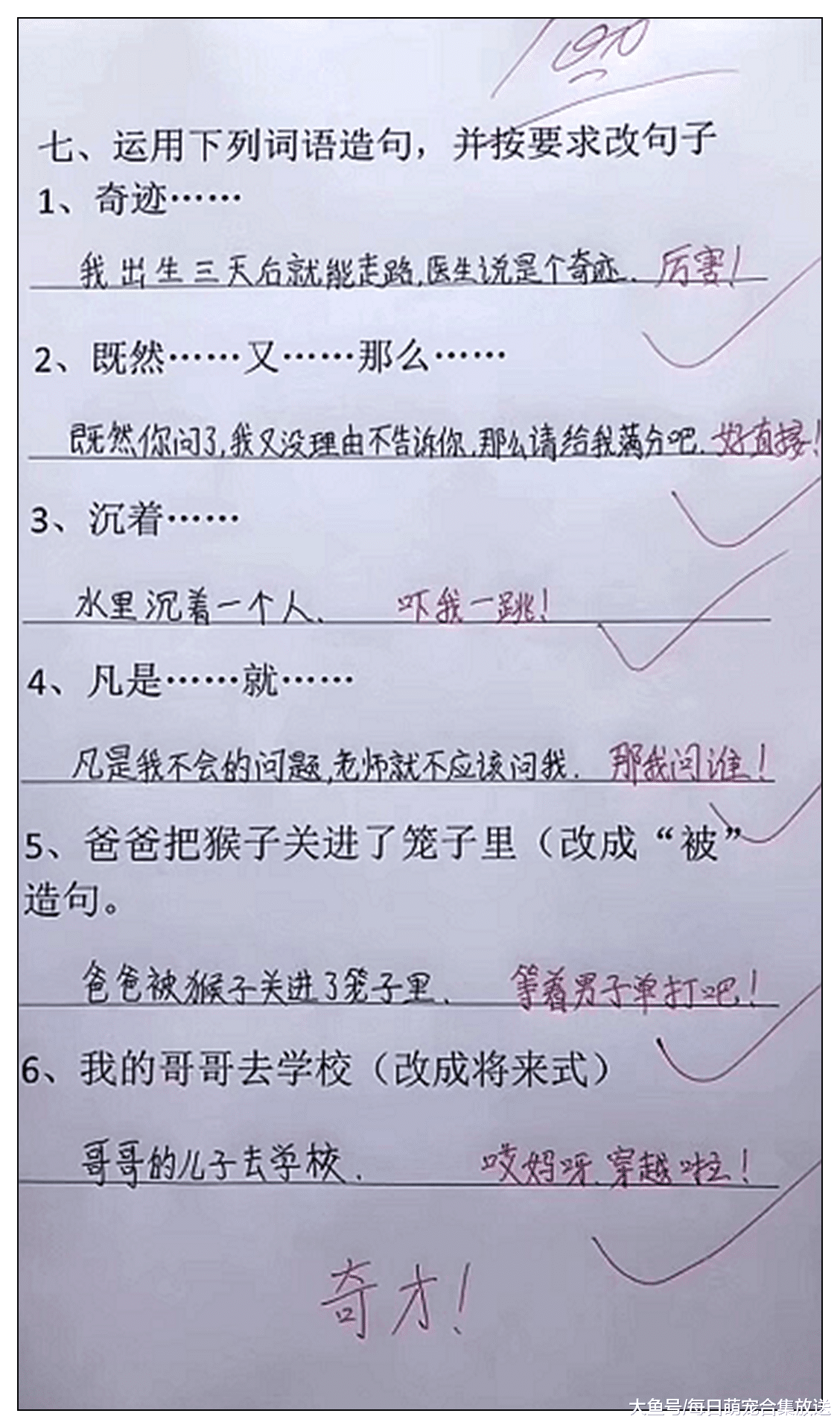 笑死人不偿命，小学生简答题VS趣味问答，老师看完都给满分
