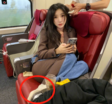 柳岩高铁上晒自拍,谁注意她脚放的位置?网友:素质是装不出来的