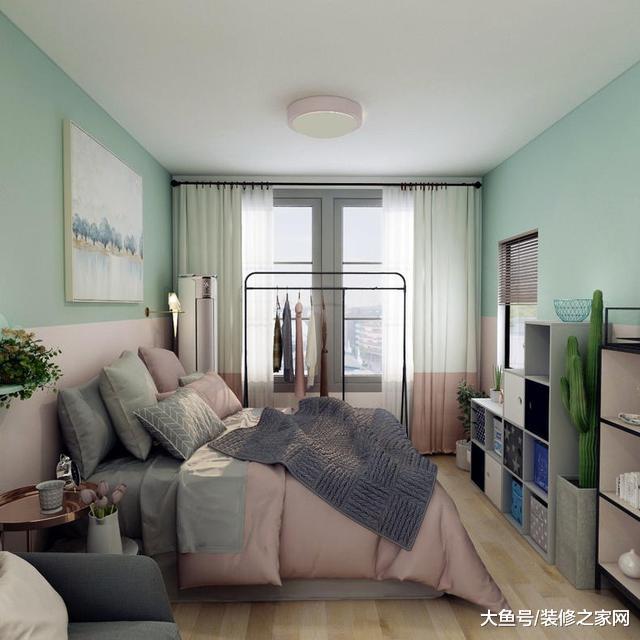 吃土少女爆改35㎡出租屋，墙刷粉绿色