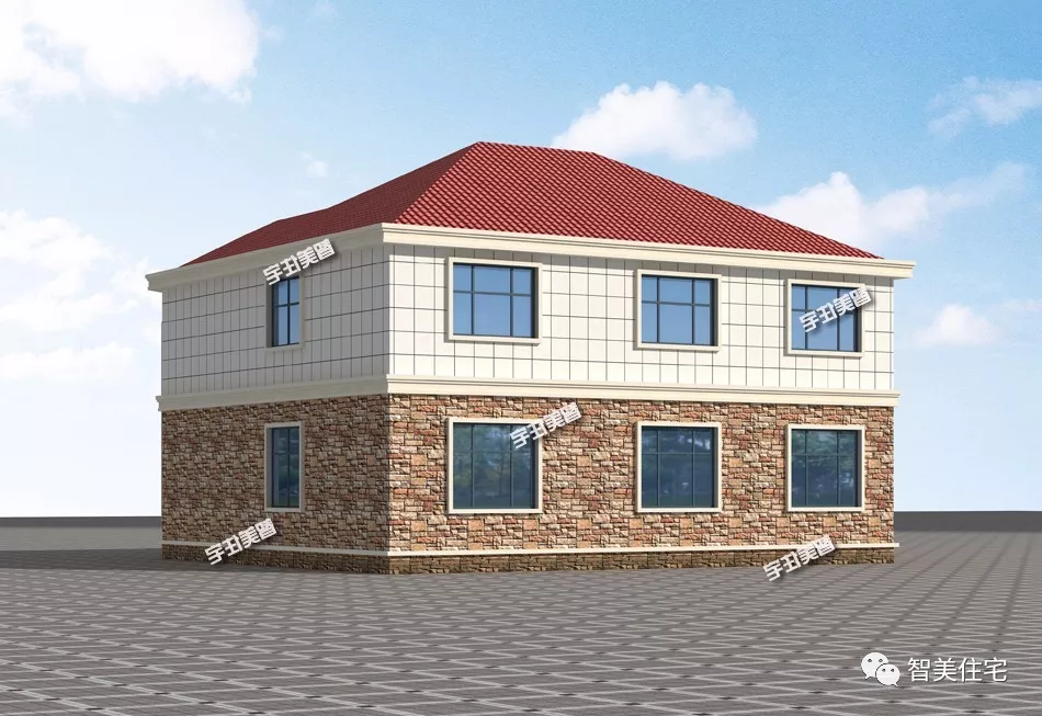 14.2×12.8米二层别墅，宅基地大就是任性，款式很时髦！