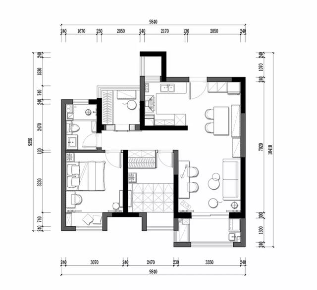 88平两居室三口之家，竟还有独立衣帽间