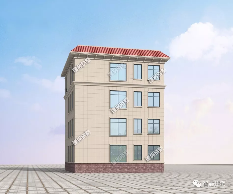 6栋平屋顶设计的四层别墅，包含中式、现代和欧式风格