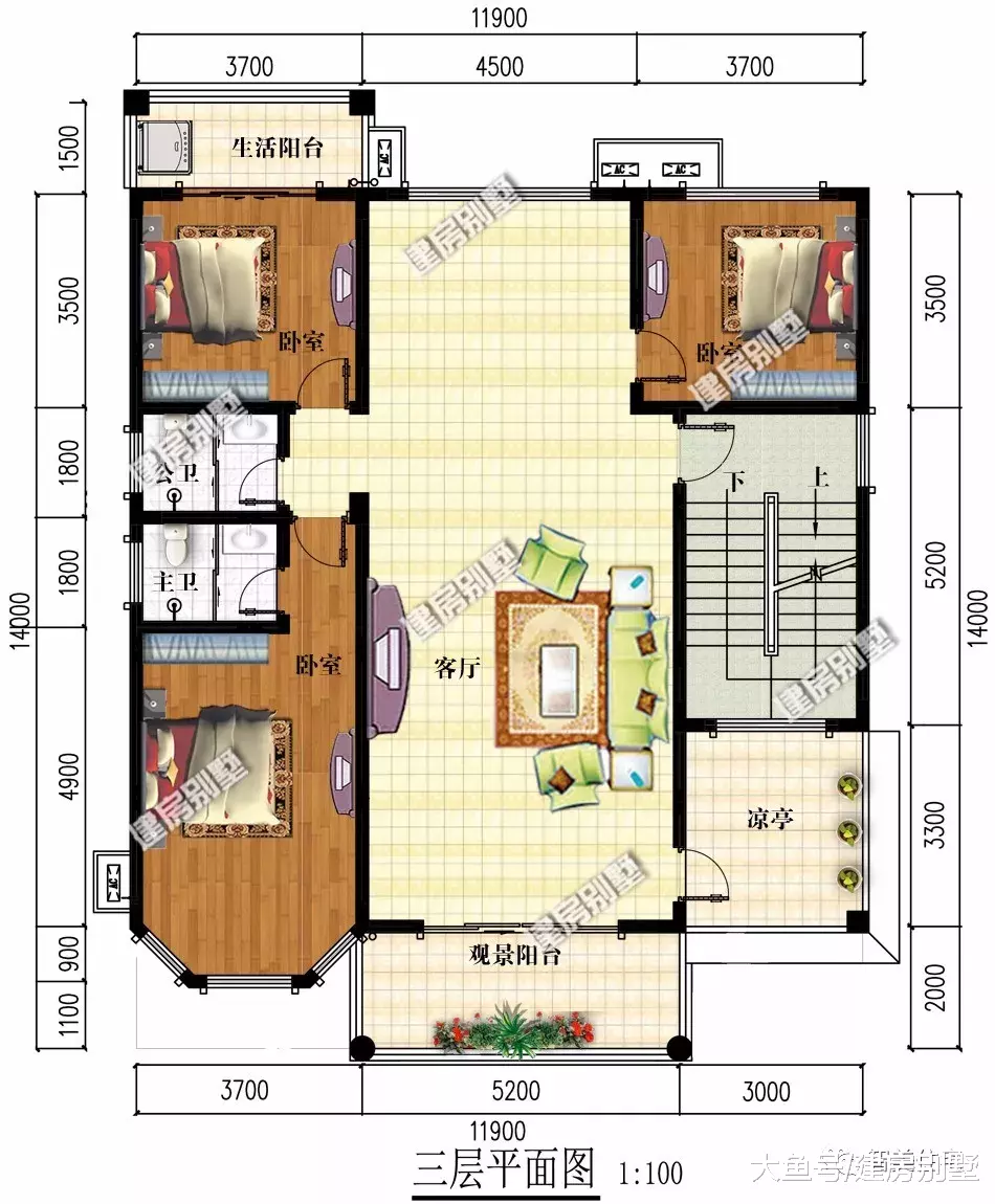 宽11-12米的四层农村别墅，第一栋带地下室，第二栋配凉亭