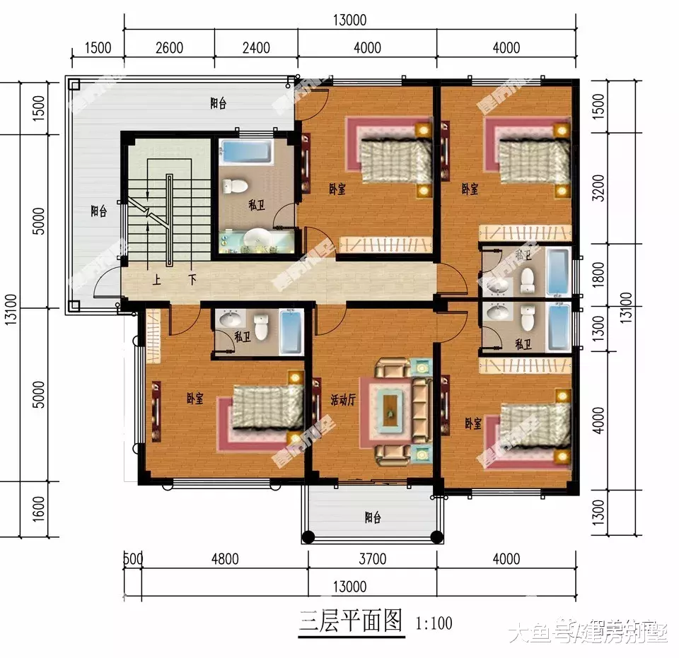 款13米的两栋四层别墅，都有挑空的客厅设计，好想建一栋