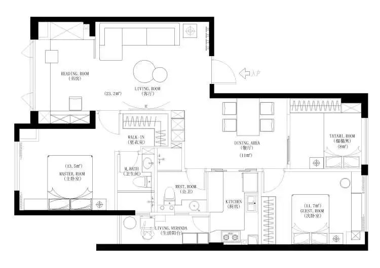 100㎡日式，温润木质感，营造出简洁的自然