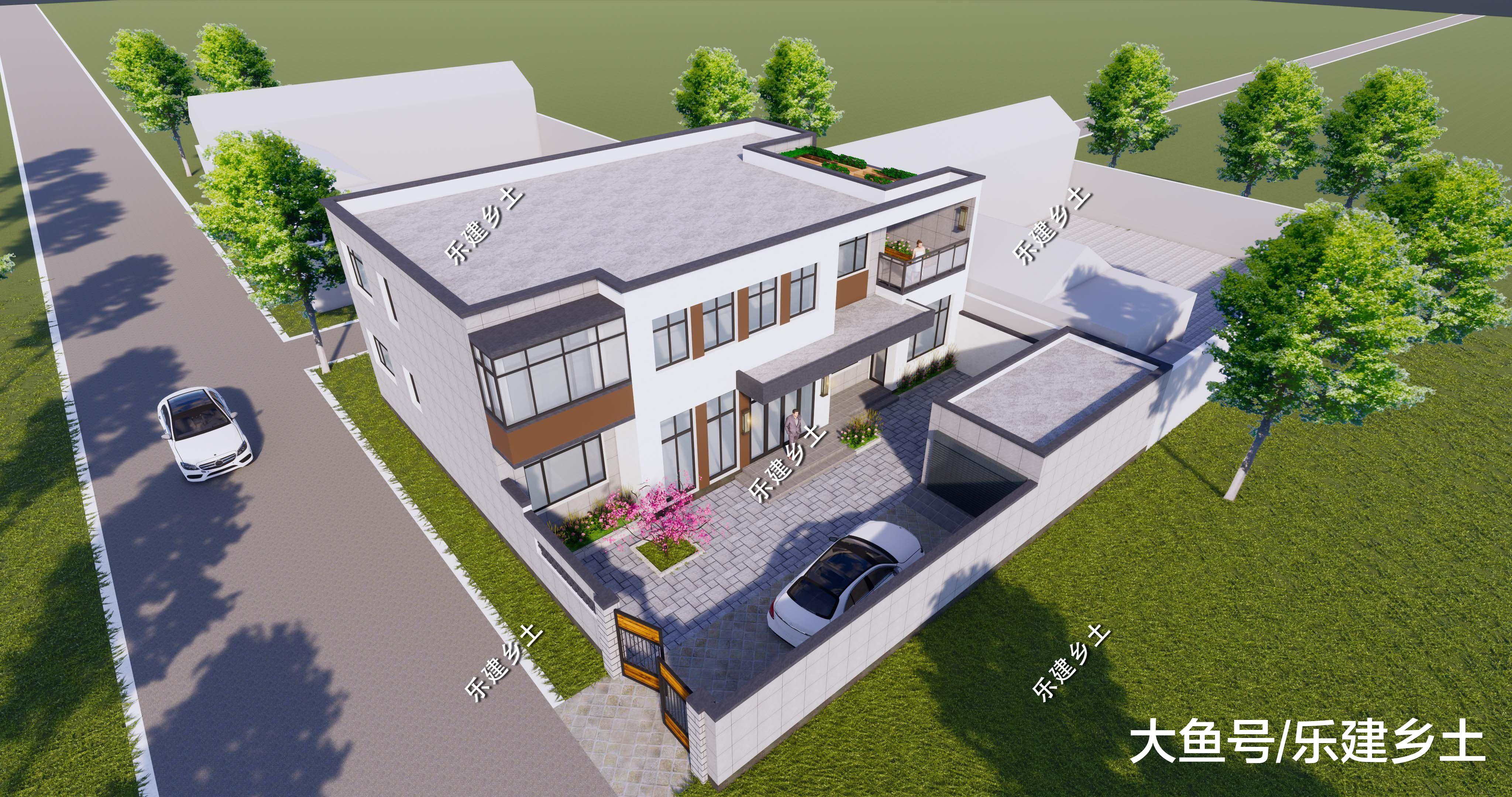 河北省河间市现代别墅设计，二层18X12米箱体结构，经典时尚！