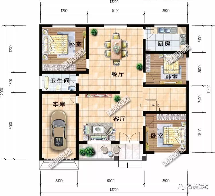 带阁楼层的两栋别墅，第二栋造价低，16万就能建