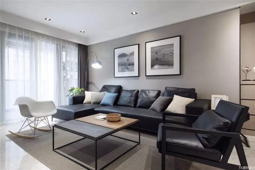 一波简约的灰色漆刷墙面客厅，设计简单又亲民！