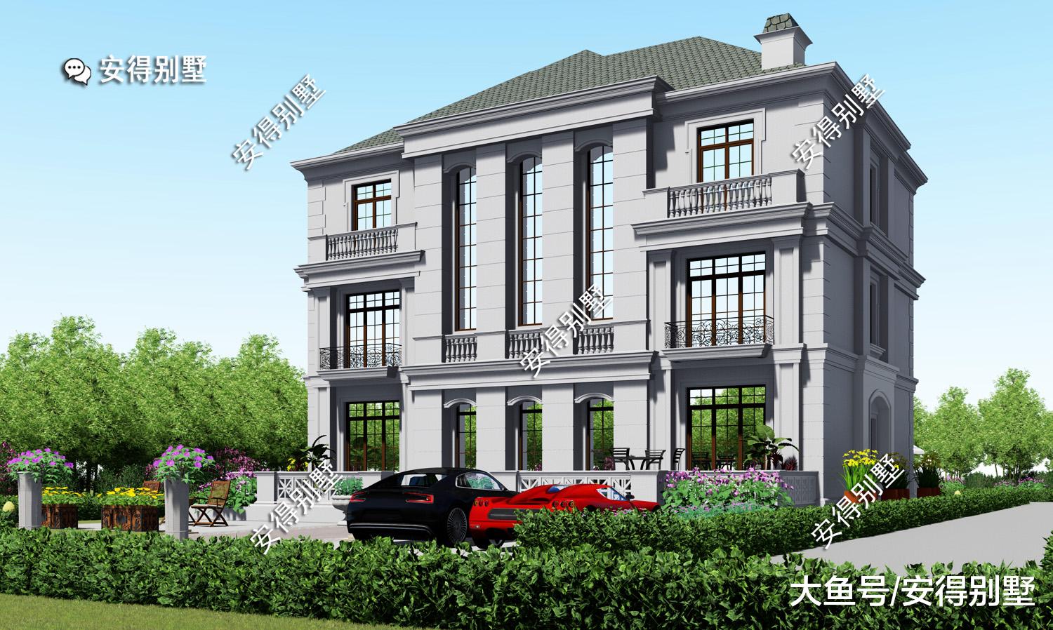 华贵大气的3层法式别墅，8间房间还带堂屋。