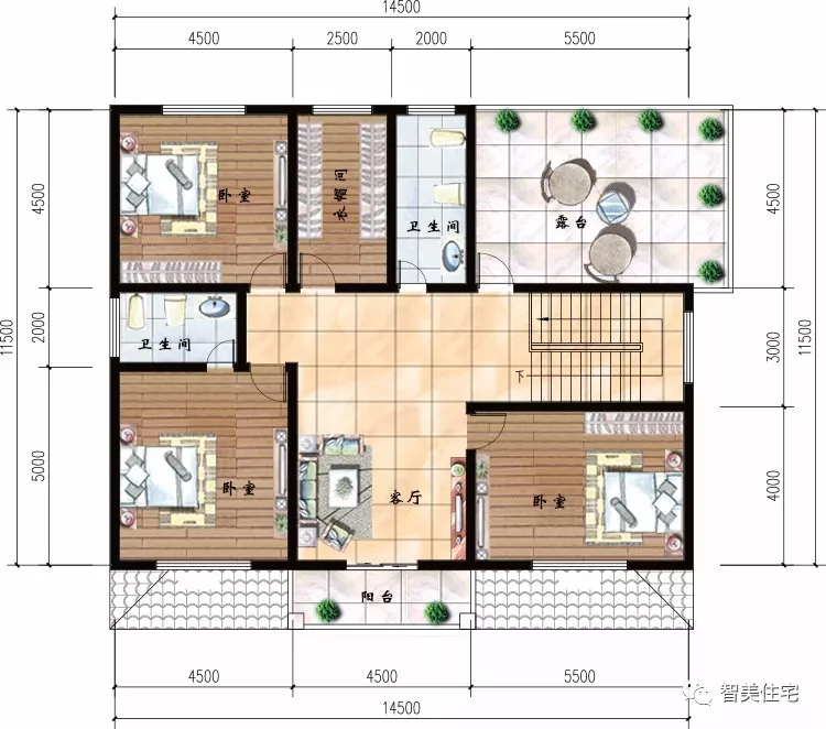 两栋开间尺寸15米左右的别墅，施工都没难度，造价也经济