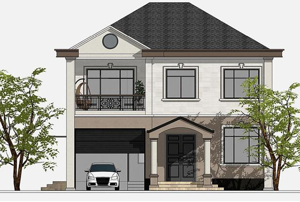 占地100平二层经典欧式别墅, 方正大气, 造价30W以内, 年轻家庭值得拥有