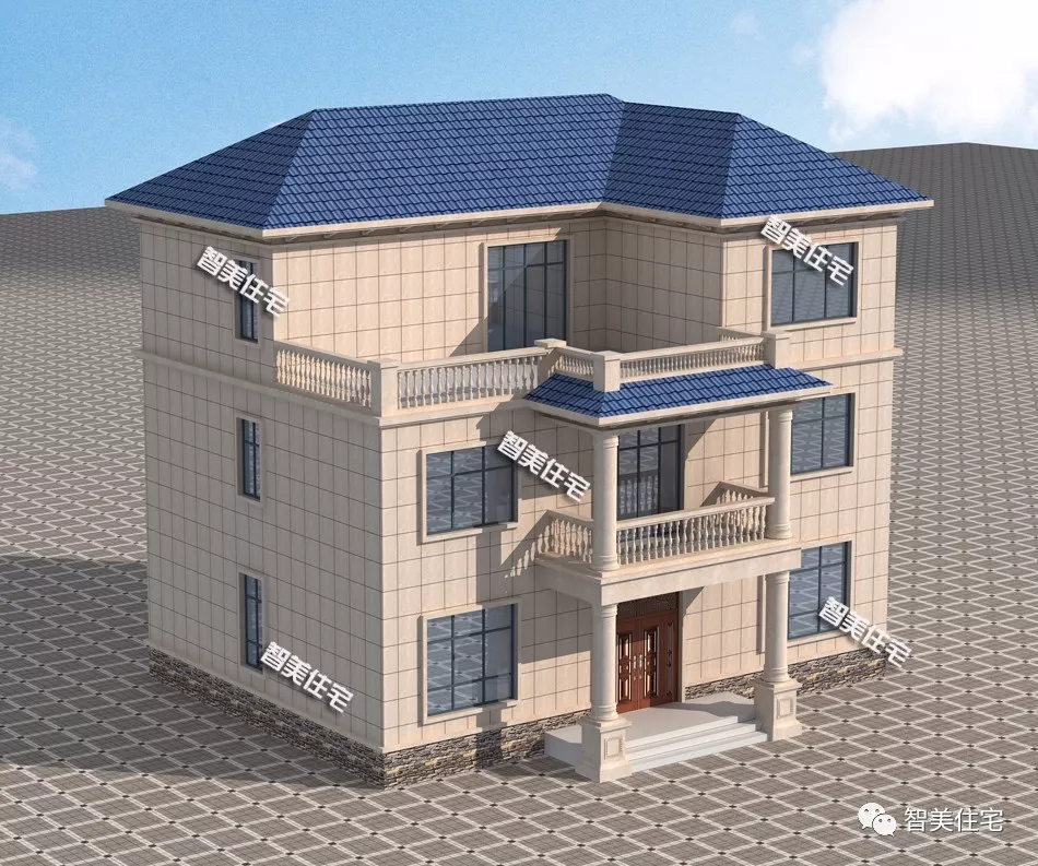 14.6×12.3米三层别墅，带堂屋设计，室内9卧室！