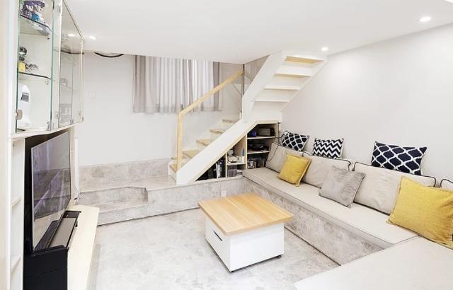 老公坚持客厅下挖45cm，硬是不买沙发，太机智了！晒晒全屋