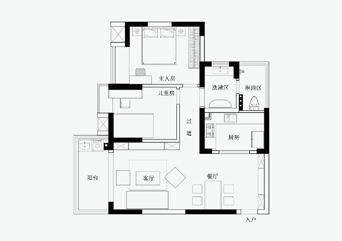 清新簡美兩居室 ，色彩活潑，讓你愛上回家的感覺