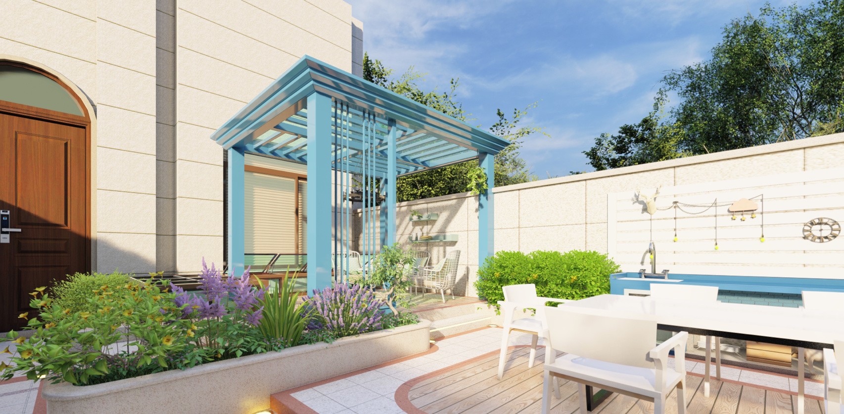 |60㎡私家庭院设计：4步打造，年轻人都喜欢的现代欧式花园style