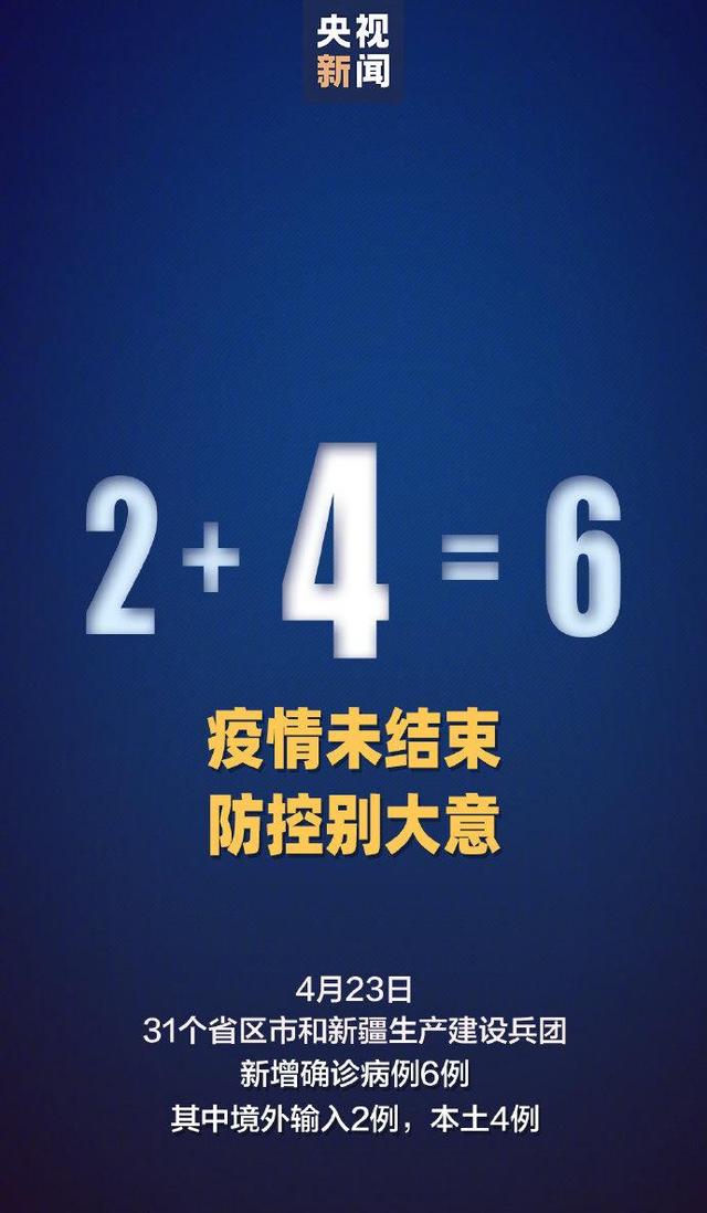 『上市公司』国家卫健委：23日全国新增新冠肺炎确诊病例6例