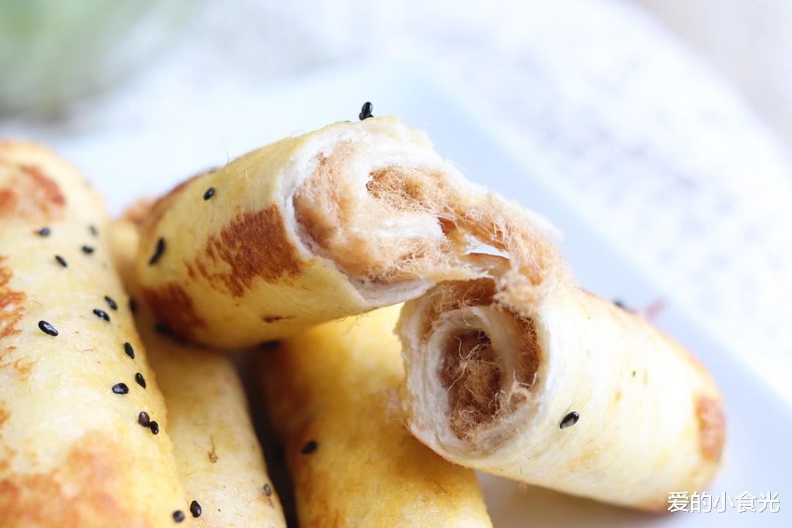 [肉松]孩子早餐最爱吃这卷，10分钟做好，香软拉丝味道棒，快手早餐首选