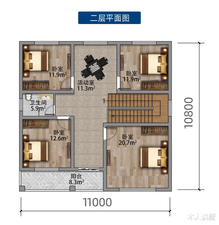 「」11×10.8米二层别墅,田园风格,没有比这更适合农村了
