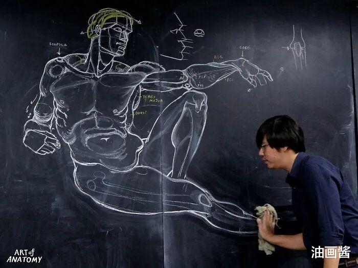 解剖学|泰国一解剖学?老师火了,把真人搬上讲台,黑板画引发网友赞叹