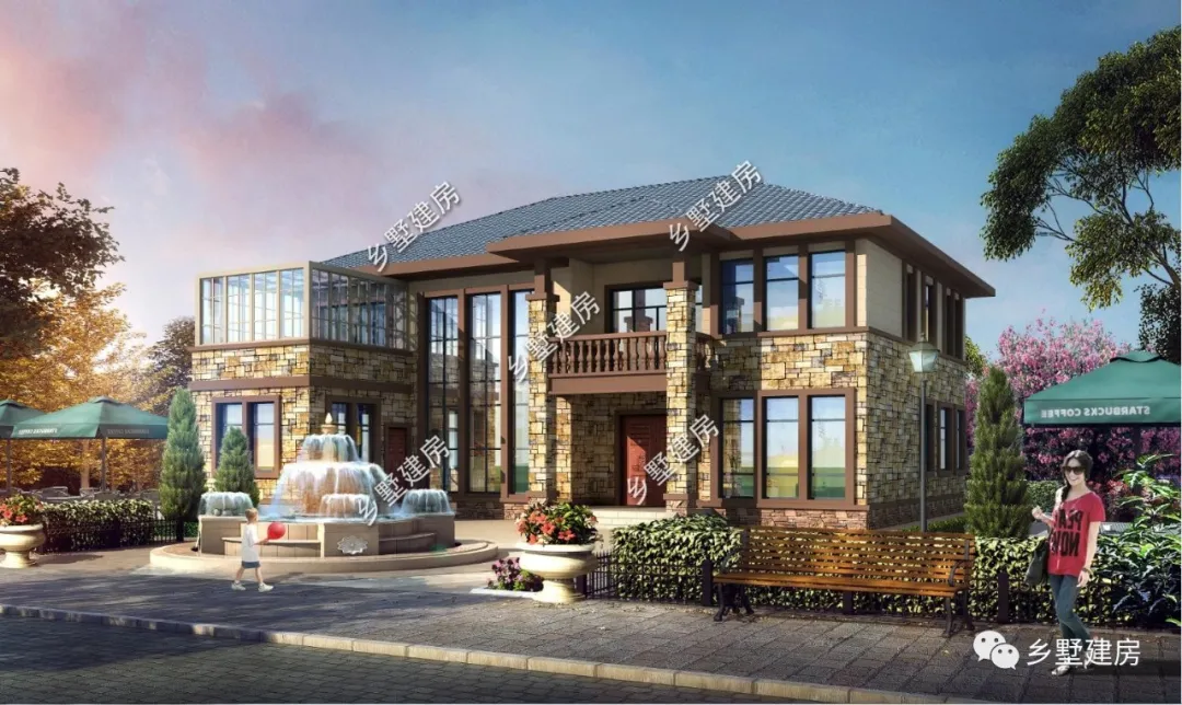 「」17X11米农村二层别墅，文化石外墙，有面子，时尚的指向标！