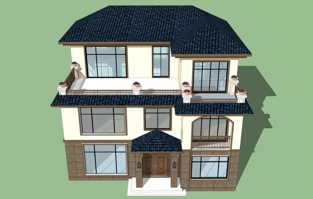 |13.5*13.5平,三层欧式别墅深受农村欢迎,成为今年农村别墅新宠