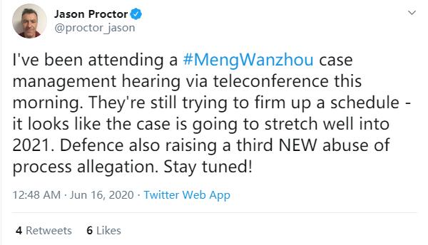 『孟晚舟』孟晚舟案今天凌晨再次开庭，有新动向