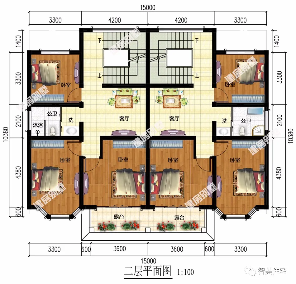 『』简欧风格设计的两栋双拼别墅，户型选择好，赢得建房第一步