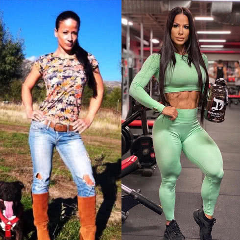 #健身#嫌弃自己太瘦，用6年时间″撸铁″改造成肌肉女，最喜欢腿部训练