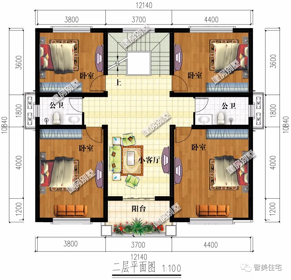 |面宽12米左右，内设堂屋的两栋农村别墅，你家房子最闪亮