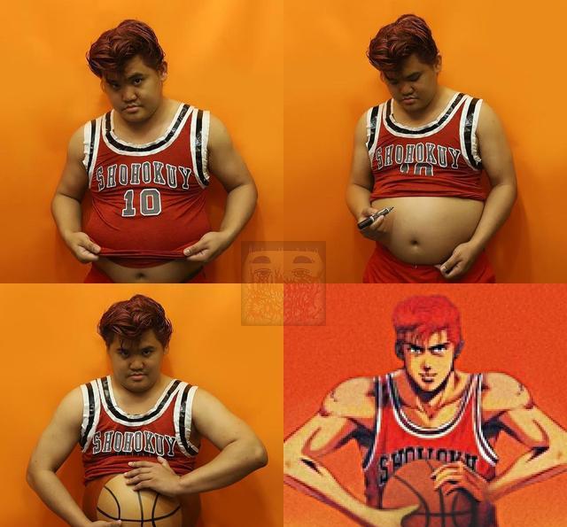 西索|泰国小胖最新cos来了，胖版樱木能给满分，篮球的成本顶多一分钱