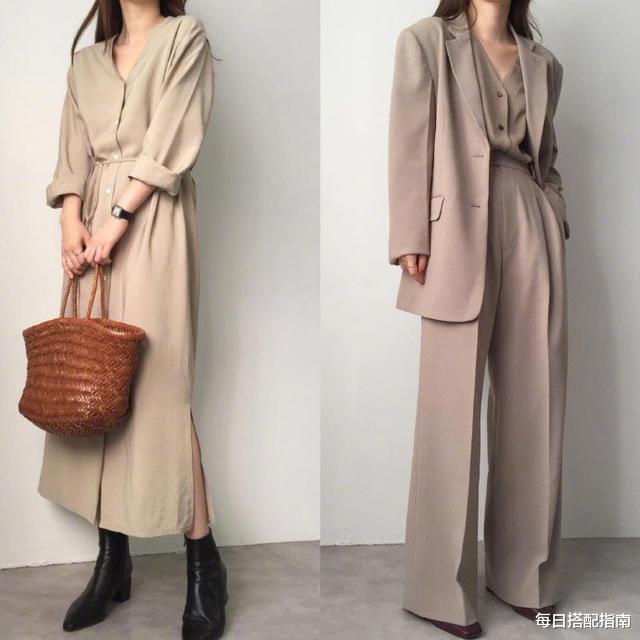 穿衣搭配|秋季纯色系通勤风穿搭示范，简约优雅又不失高级感，照着穿准美