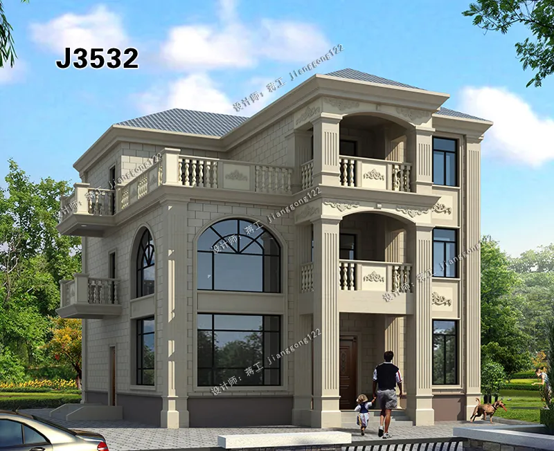 『』5款豪华三层农村别墅，很接地气大堂屋大客厅，就差柴火房旁边建