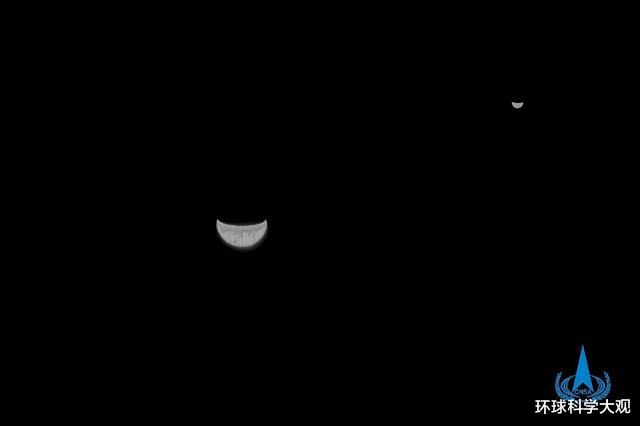火星|外媒：中国天问一号传回高清图像！地月双双呈弯钩，令人叹为观止
