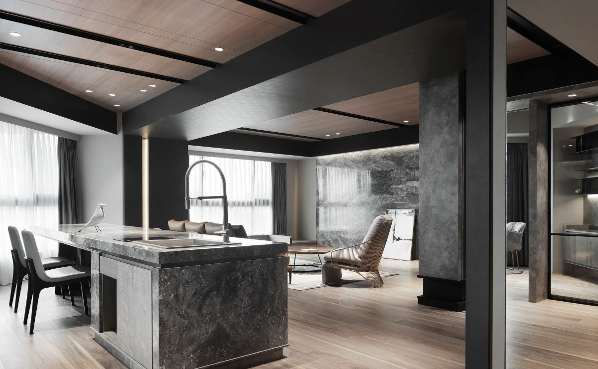 『』直击现代风异材质豪宅！大型中岛X朴实大气氛围，尽享美学风光