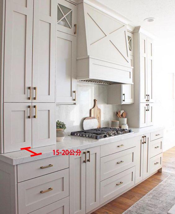[]越来越多人厨房吊柜不做悬空了，加长55公分到台面，收纳多1倍！