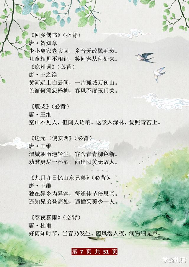 『中小学』语文老师：中小学核心古诗集（208首）！不出3月，腹有诗书气自华