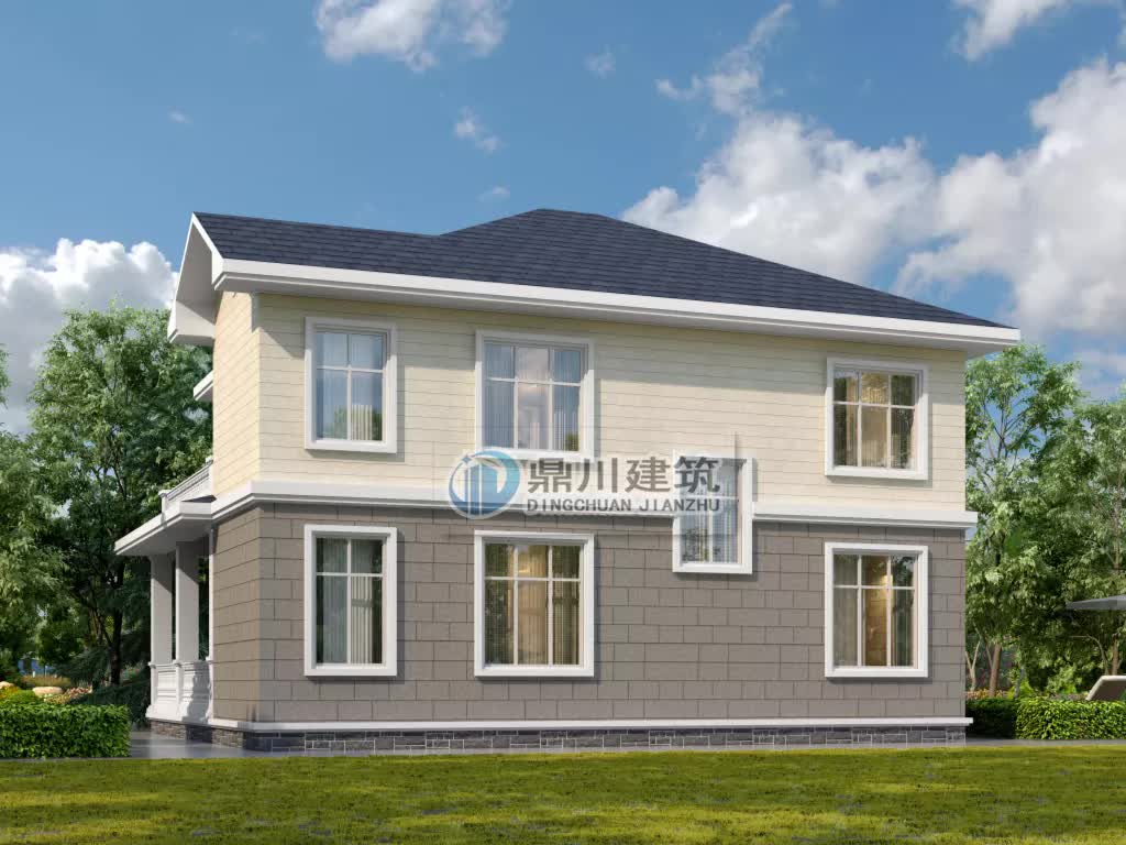 购房置业|农村二层带檐廊别墅，占地156平，外观简约大气，实用上档次